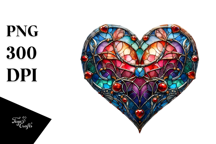 Stained Heart with Metalic Insertions PNG