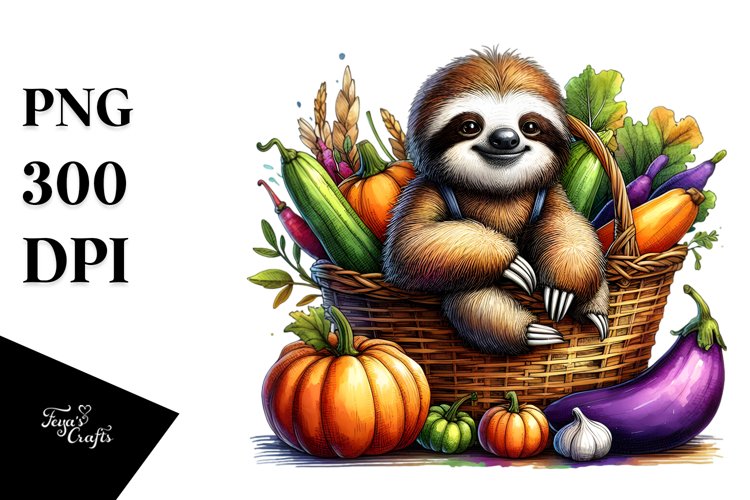 Artistic Baby Sloth Image Watercolor Style