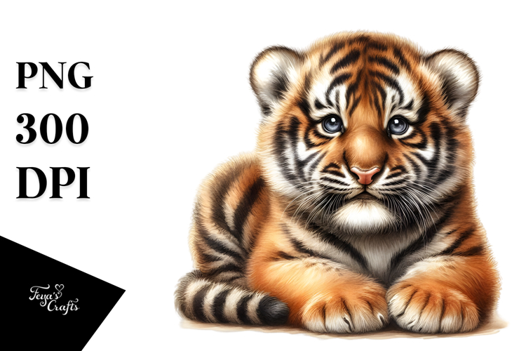 Digital Baby Tiger PNG
