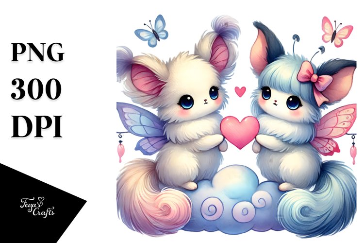 Cute Papillon Cloud Heart PNG