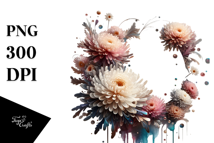 Shiny Chrysanthemum Watercolor Splash, PNG
