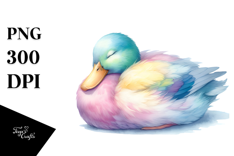 Vibrant Pastel Duck Sleeping