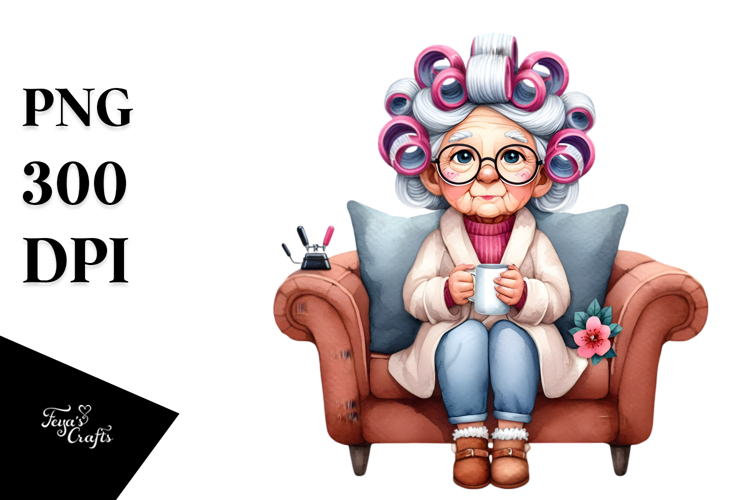 Watercolor Lady Couch | Sublimation | Clipart