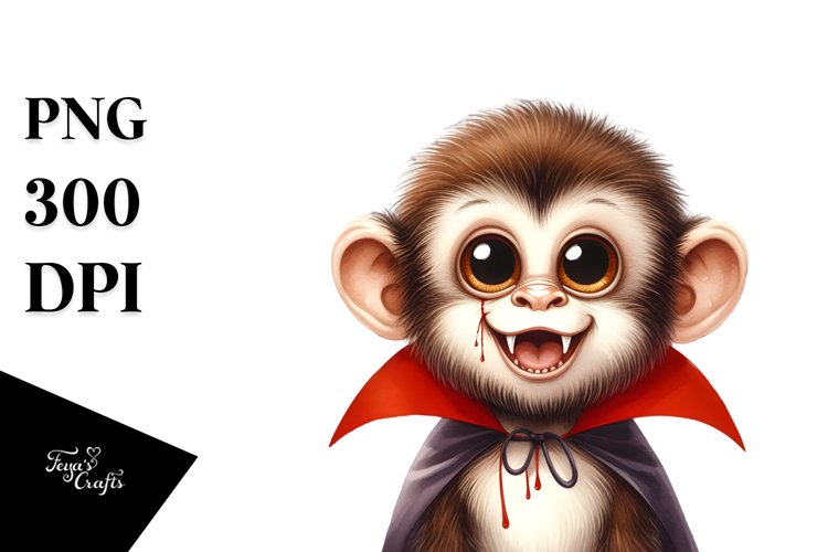 Watercolor Funny Monkey Spider Web Fangs Sublimation Clipart
