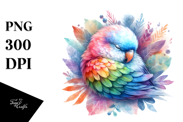Vibrant Pastel Parrot Sleeping