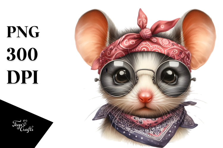 Funny Baby Mouse Portrait | Watercolor Clipart