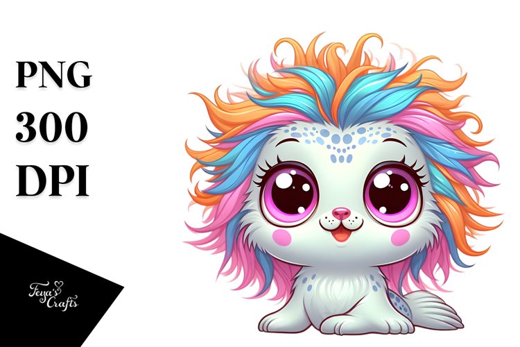 Colorful Baby Seal & Crazy Hair | Sublimation | Clipart example image 1