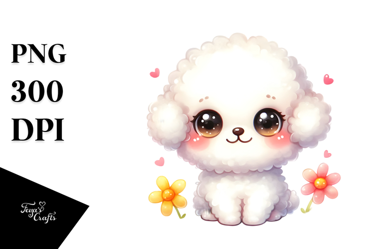 Cute Bichpoo Cartoon, PNG