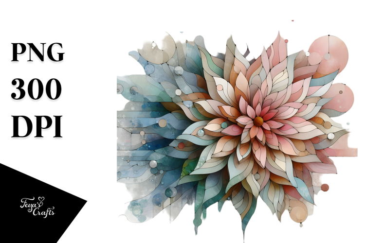 Stained Dahlia with Metalic Insertions PNG