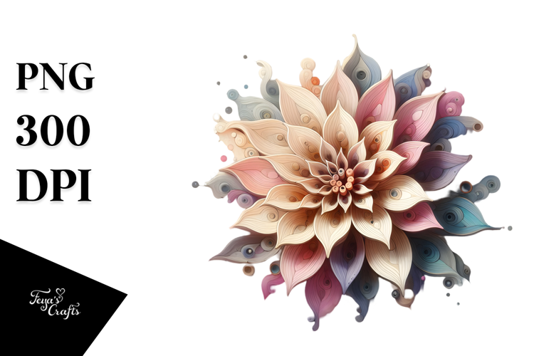 Stained Dahlia with Metalic Insertions PNG