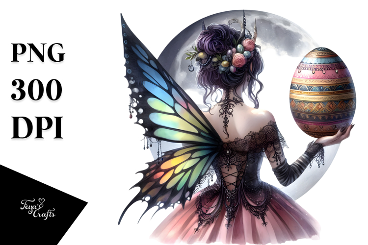Gothic Fairy with Easter Egg PNG