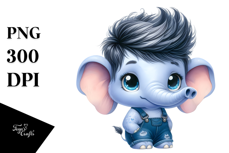 Cute Baby Elephant Watercolor PNG