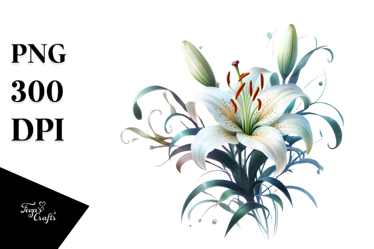 Lily with Watercolor Splash, Transparent PNG