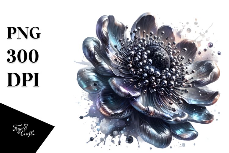 Detailed Glossy Anemone with Metallic Insertions | Clipart