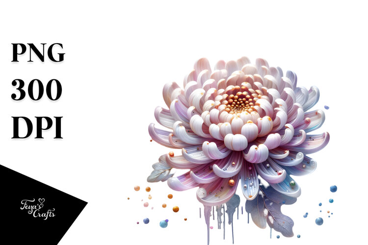 Chrysanthemum with Metalic Insertions PNG example image 1