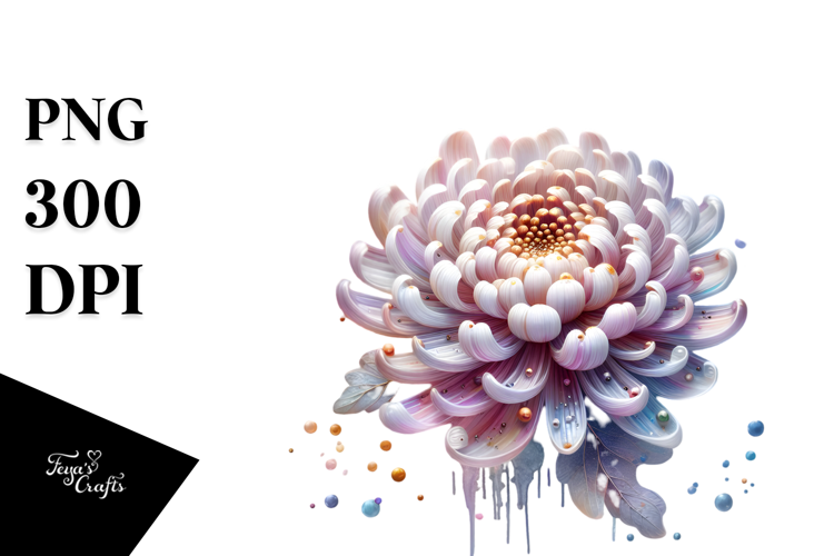 Chrysanthemum with Metalic Insertions PNG