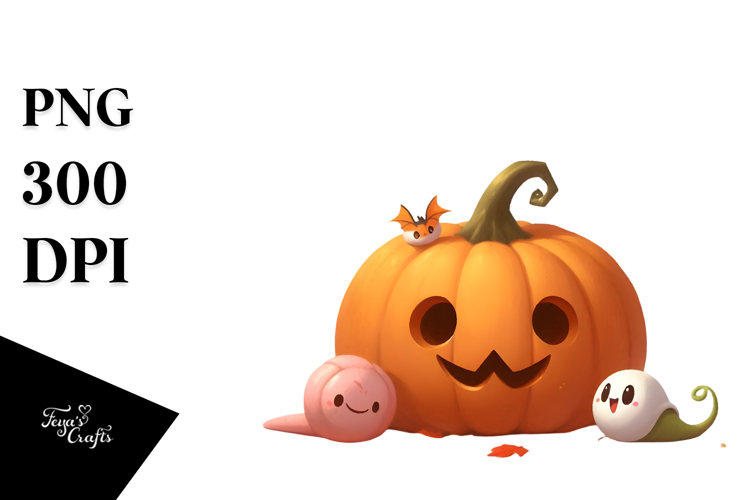 Digital Painting with Pumpkin, High-Res PNG