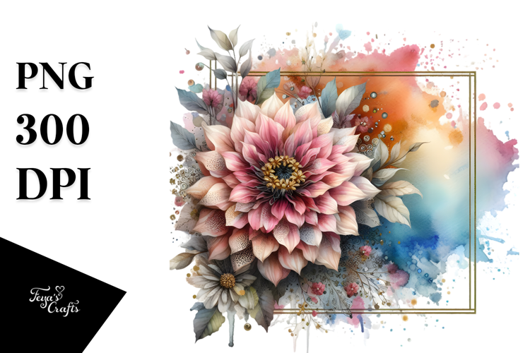 Zinnia Watercolor Splash, PNG