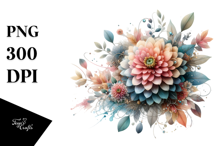 Zinnia with Metallic Accents PNG