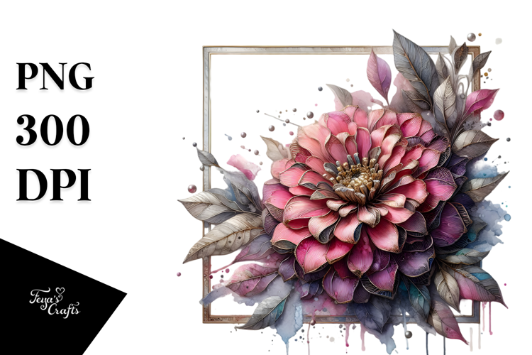 Zinnia Watercolor Splash, PNG
