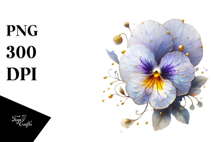 Pansy with Golden Insertions, High-Res PNG example image 1