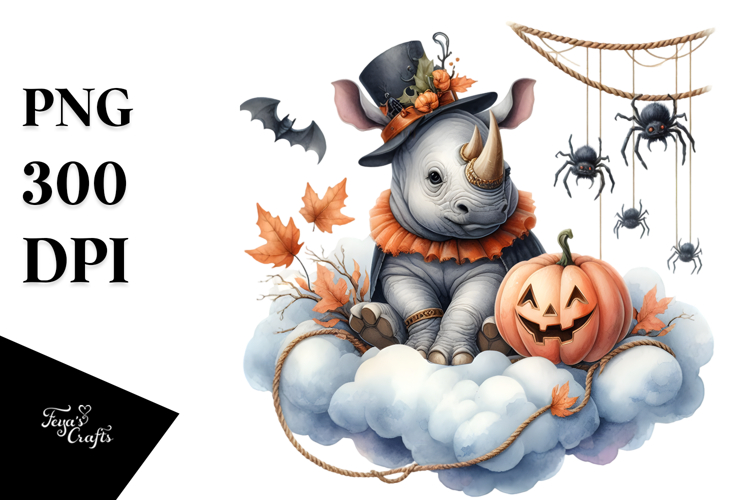 Rhino Dressed for Halloween PNG