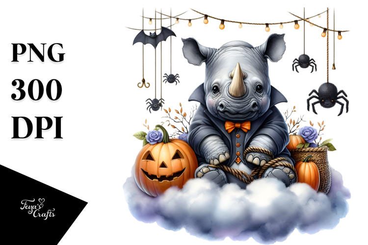 Rhino Dressed for Halloween PNG