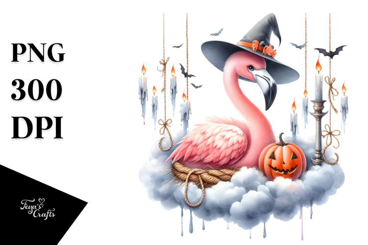 Flamingo Dressed for Halloween PNG