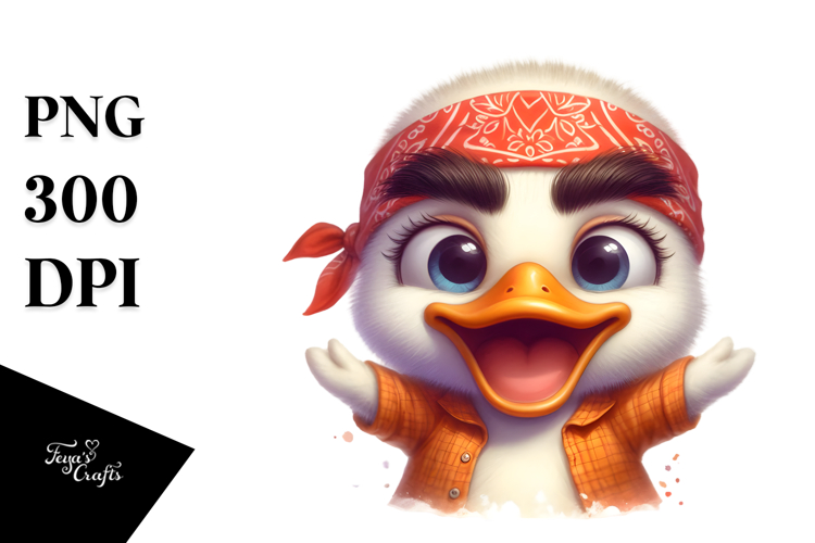Joyful Dancing Duck with Bandana, PNG