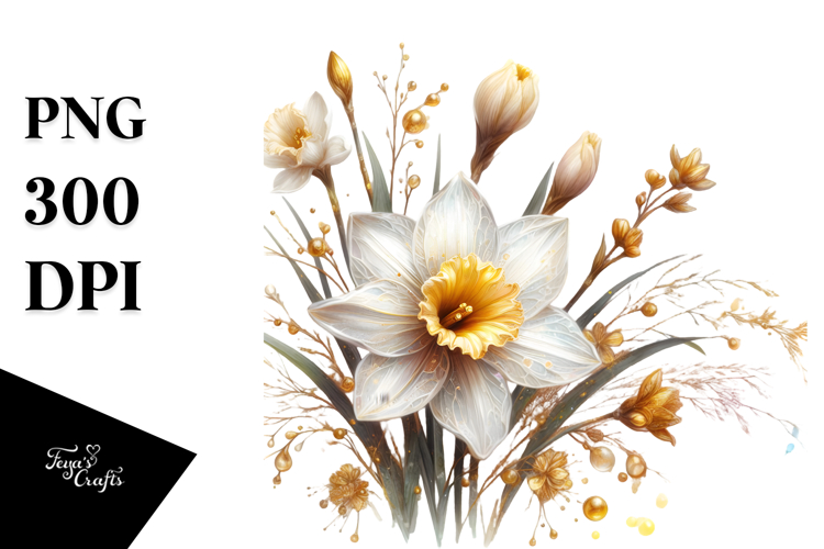 Narcissus with Golden Insertions, High-Res PNG
