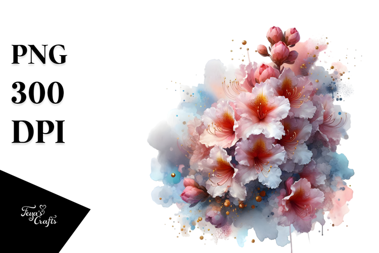 Glossy Rhododendron Watercolor PNG