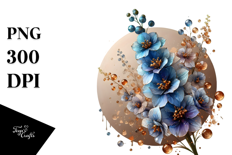 Glossy Delphinium with Golden Insertions PNG