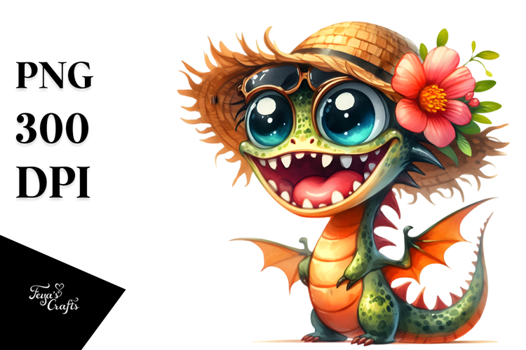 Dragon with Big Eyes | Watercolor Clipart