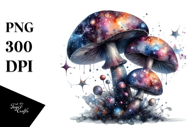 Detailed Glossy Mushroom Watercolor