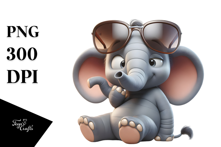 Digital Painting of Elephant with Oversized Sunglasses,