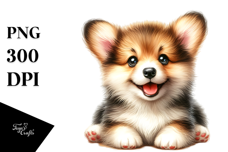 Joyful Corgi Cartoon, High-Res PNG