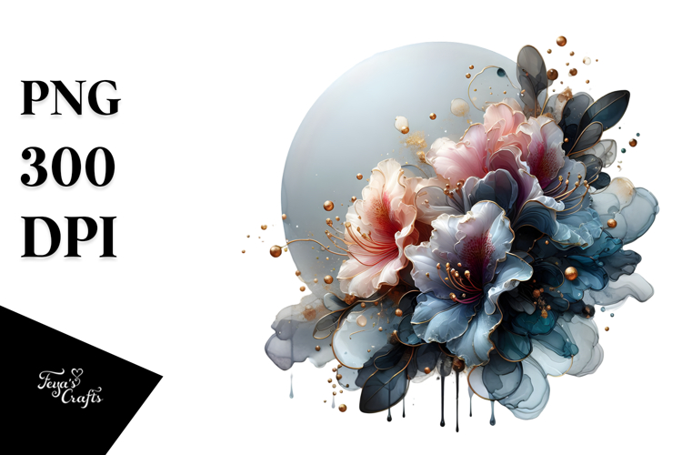 Abstract Rhododendron with Glossy Finish, Artistic PNG example image 1