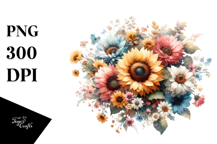 Watercolor Sunflower Clipart Image 2