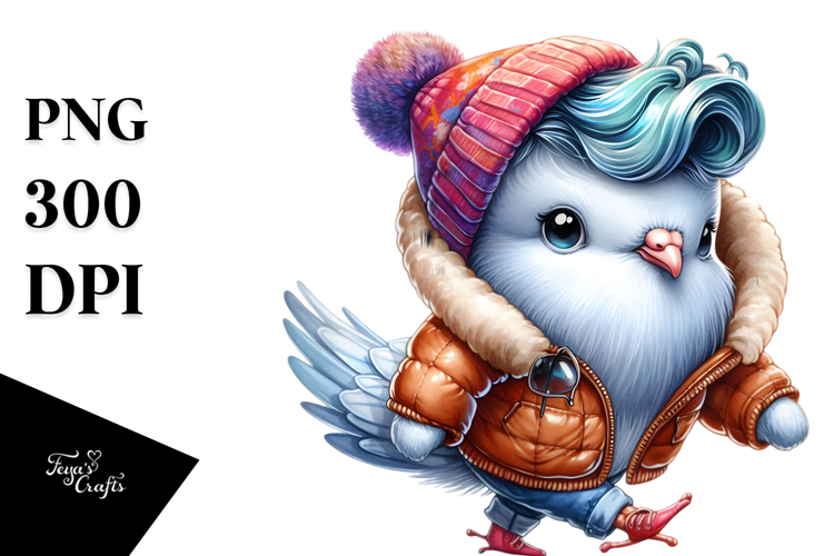 Cute Baby Dove Happy Winter Dance PNG