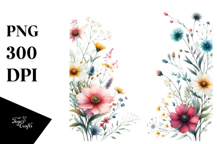 Bold Wildflowers Watercolor | Clipart
