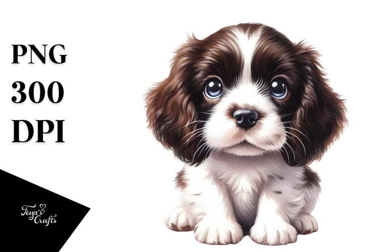 Expressive Baby English Springer Spaniel, PNG
