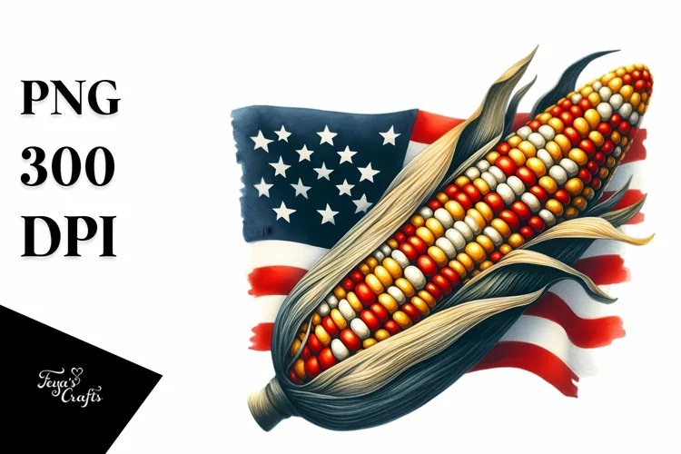 Vintage Corn USA Flag Colors Clipart