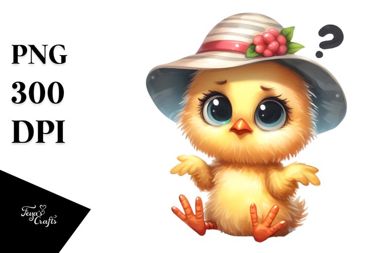 Funny Chicken with Sun Hat | Sublimation | Clipart example image 1