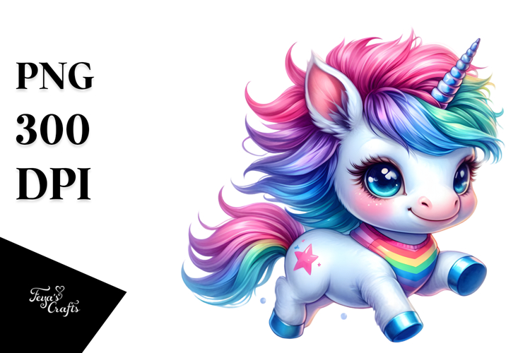 Vibrant Baby Unicorn Running PNG
