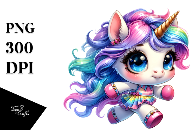 Vibrant Baby Unicorn Running PNG