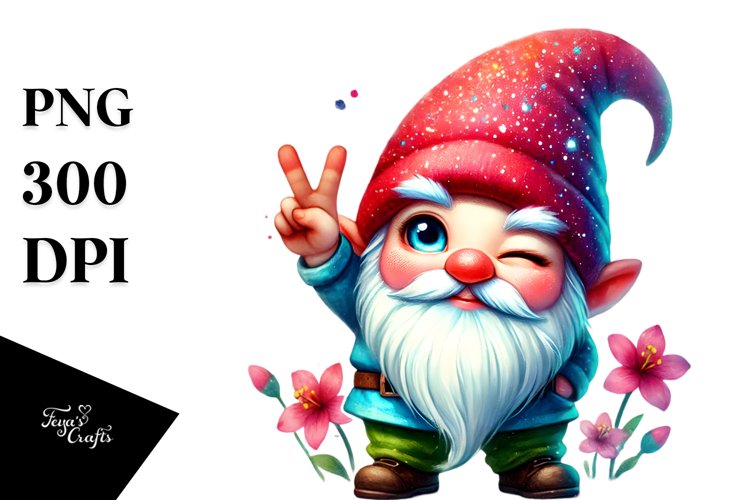 Valentines Gnome winking PNG