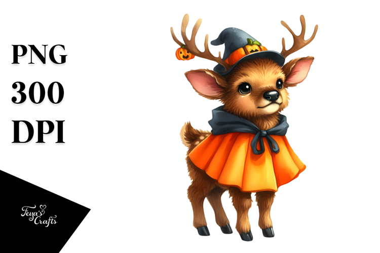 Cute Baby Elk Halloween Scenery PNG
