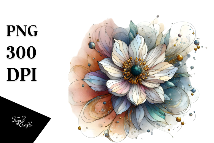 Wooden Anemone Stained Watercolor PNG