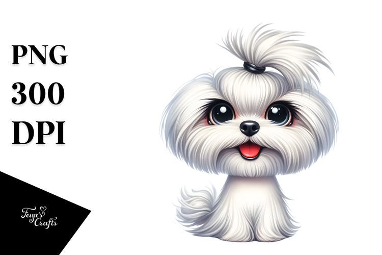 Funny Maltese with Big Eyes | Sublimation Clipart