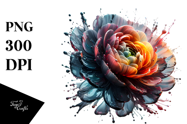 Glossy Abstract Ranunculus | Sublimation | Clipart